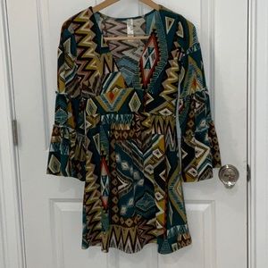 V-Neck Fall Dress, Size S